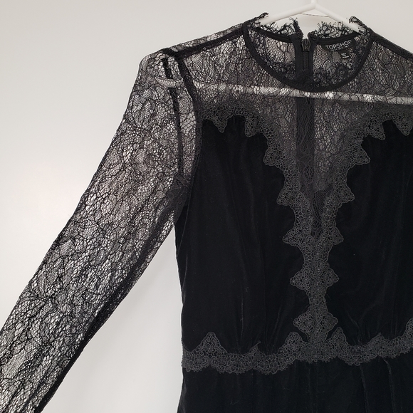 TopShop Black Lace & Velvet Romper - Picture 5 of 7